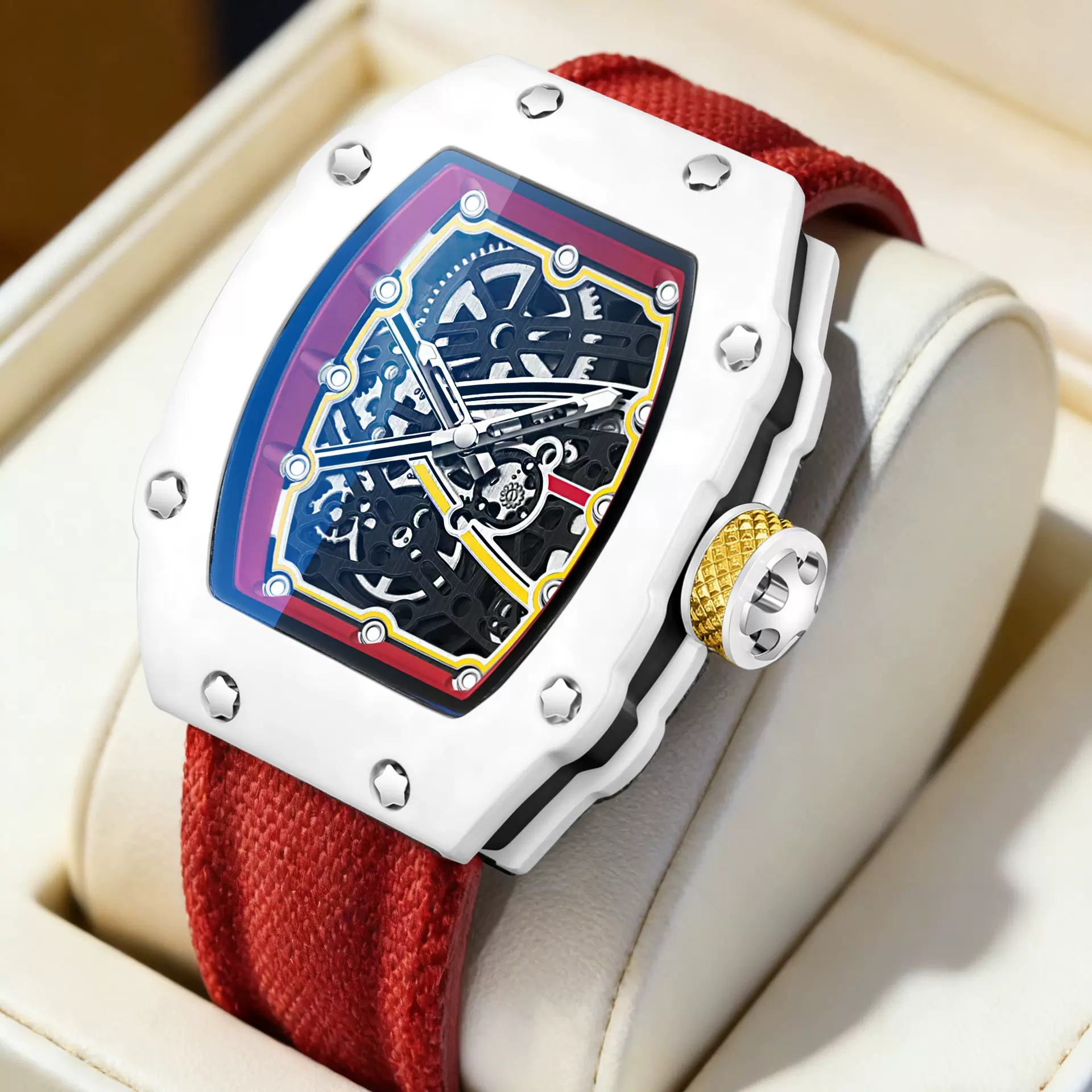 跨境新款超薄酒桶形外贸爆款时尚男表石英表批发男士手表品牌腕表