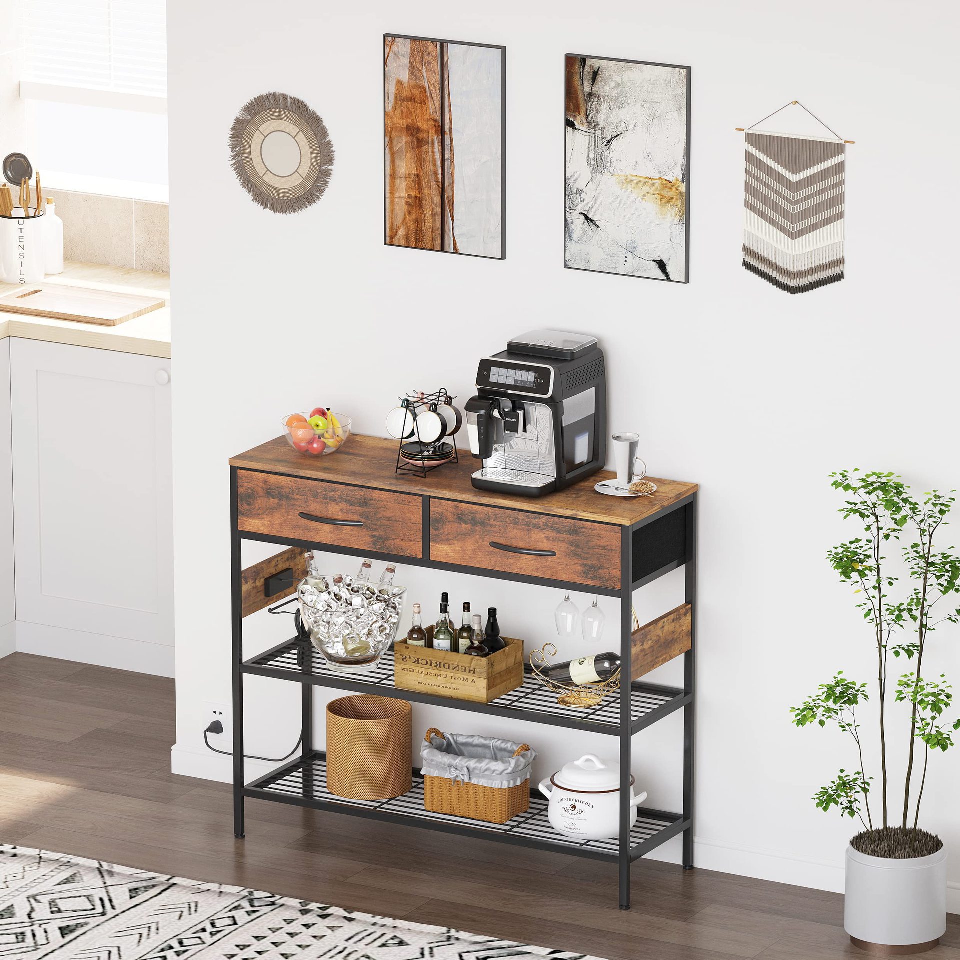 Luz de lujo doméstico contra la pared piso tres extracción de red de hierro armario de almacenamiento sala de estar sofá armario lateral estante de almacenamiento multifuncional