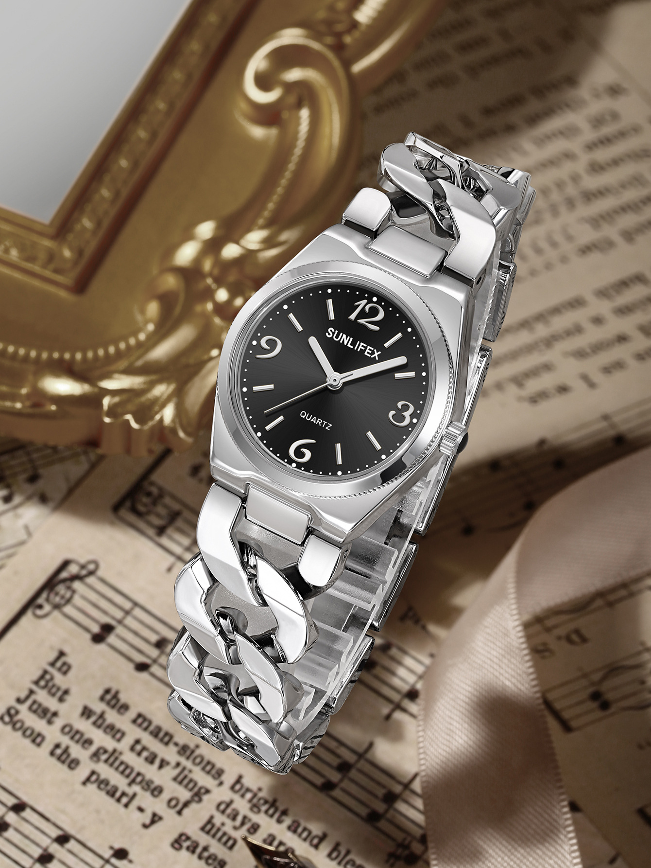 Silver shell black surface