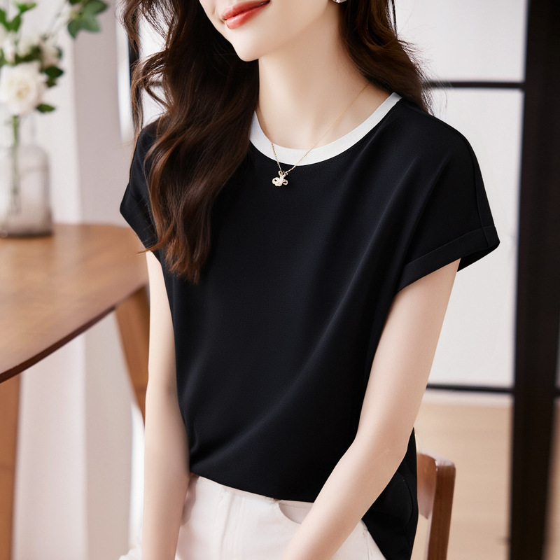 New Summer Solid Color Sports T-Shirt for Women, Short-Sleeve, Breathable, Fashionable, Slim-Fit, Versatile Top Wholesale