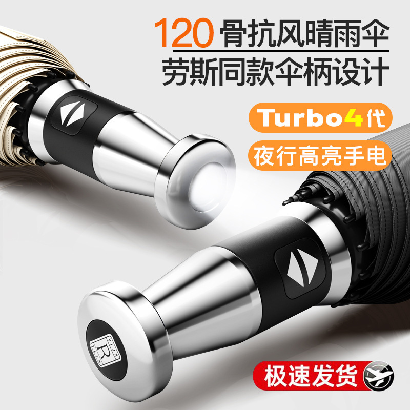 Automatic Umbrella Sunlight and Rain Dual-purpose Sunscreen Sunshade Umbrella Lighting Men's Increased Solid Folding Umbrella Custom Wholesale