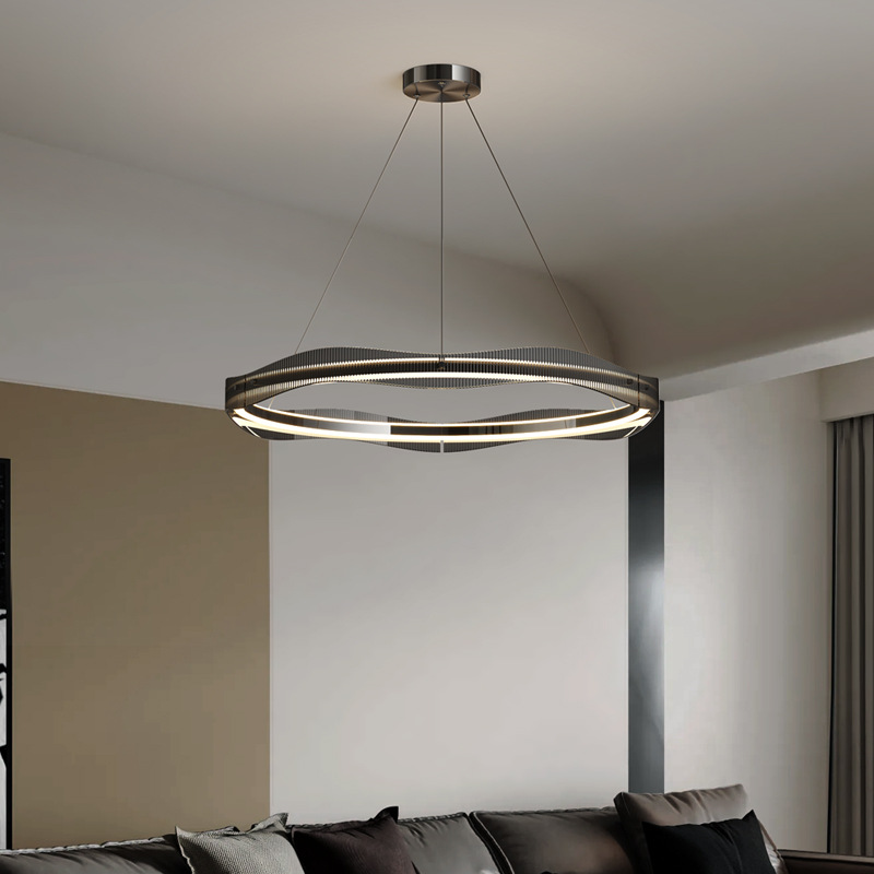 Araña de sala de estar de lujo ligero de estilo italiano, lámpara de anillo redondo creativa de alta gama, lámpara principal de comedor de dormitorio de diseñador minimalista moderno