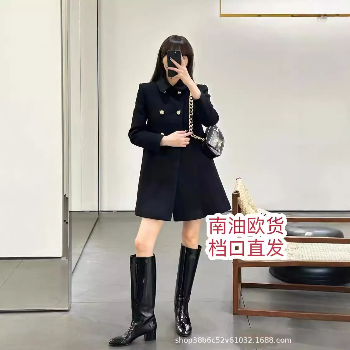 (NANYOU XIAONAI 고급 여장) 24 새로운 기질 패션 인형 칼라 모직 중장 코트