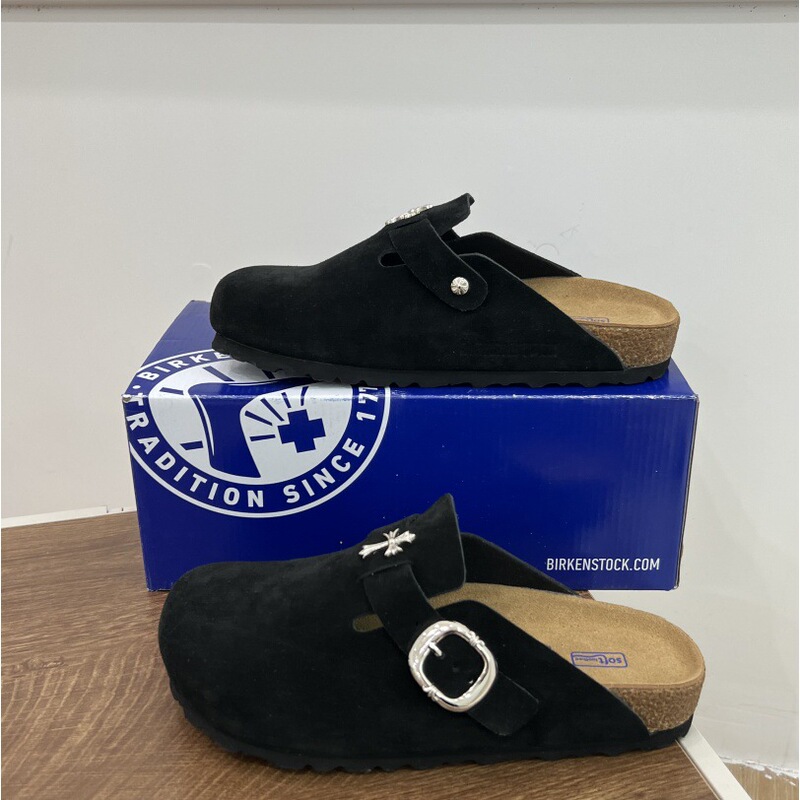 Crocs X Birkenstock Collaboration Clogs with Genuine Leather and Cork Sole, Cross-Shaped Design, Thick and Durable Eva Sole