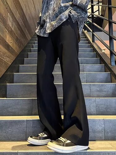 Cross-border early autumn black American street relaxed straight-leg floor-length drag denim for men's vibe jeans factory wholesale