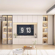 歌雷奶油电视柜简约现代客厅家用一体组合背景墙电视机储物柜高款