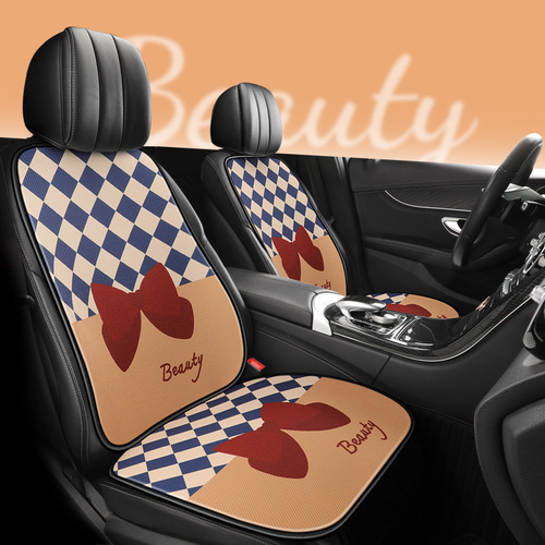 New cartoon car seat cushion, universal for all seasons, one-piece breathable three-piece set, rear seat, cute goddess style fabric seat cushion