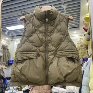 2023 Winter down vest new white duck down Fashion stand collar slim simple women's rivet down jacket vest