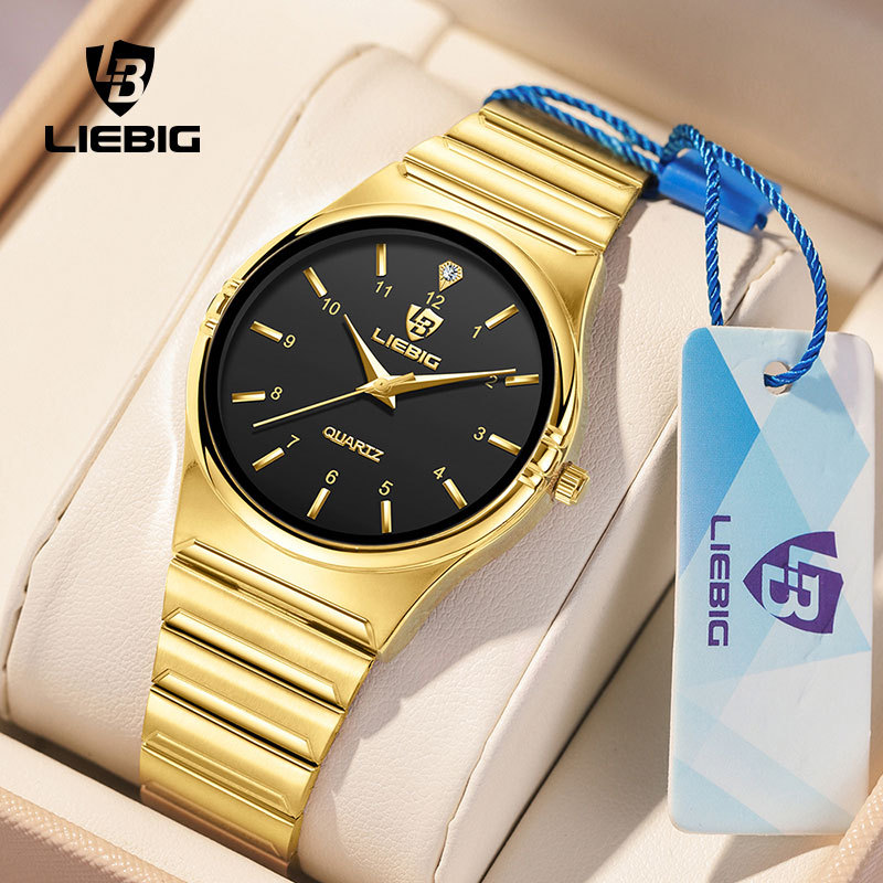 Laibinji LIEBIG classic business men and women couple pair watch quartz watch digital scale waterproof steel belt watch