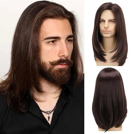 2025 New Cross-Border European and American Men's Wigs, Medium-Length Shawl Type, High-Temperature Silk Chemical Fiber Wigs in Stock 2025 New Cross-Border European and American Men's Wigs, Medium-Length Shawl Type, High-Temperature Silk Chemical Fiber Wigs in Stock