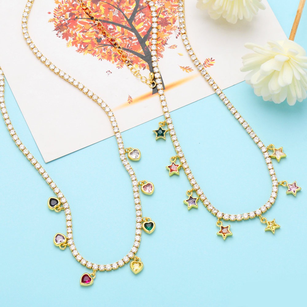 Fashion Copper Heart shape Necklace Zircon Copper Necklaces