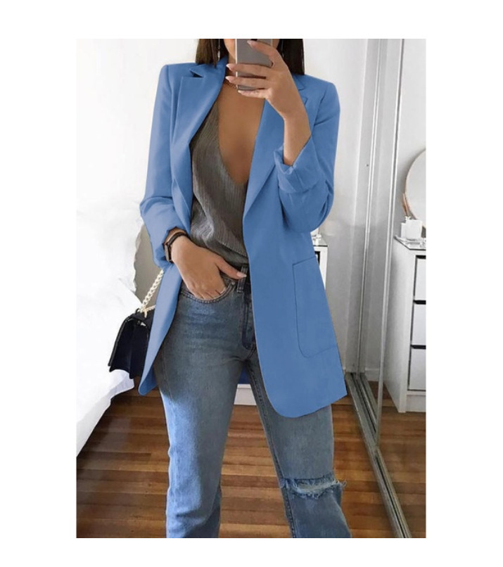 2021  Fashion Polo Collar Slim-Fit Cardigan Graceful Suit Jacket Women Plus size Blazer in Jackets