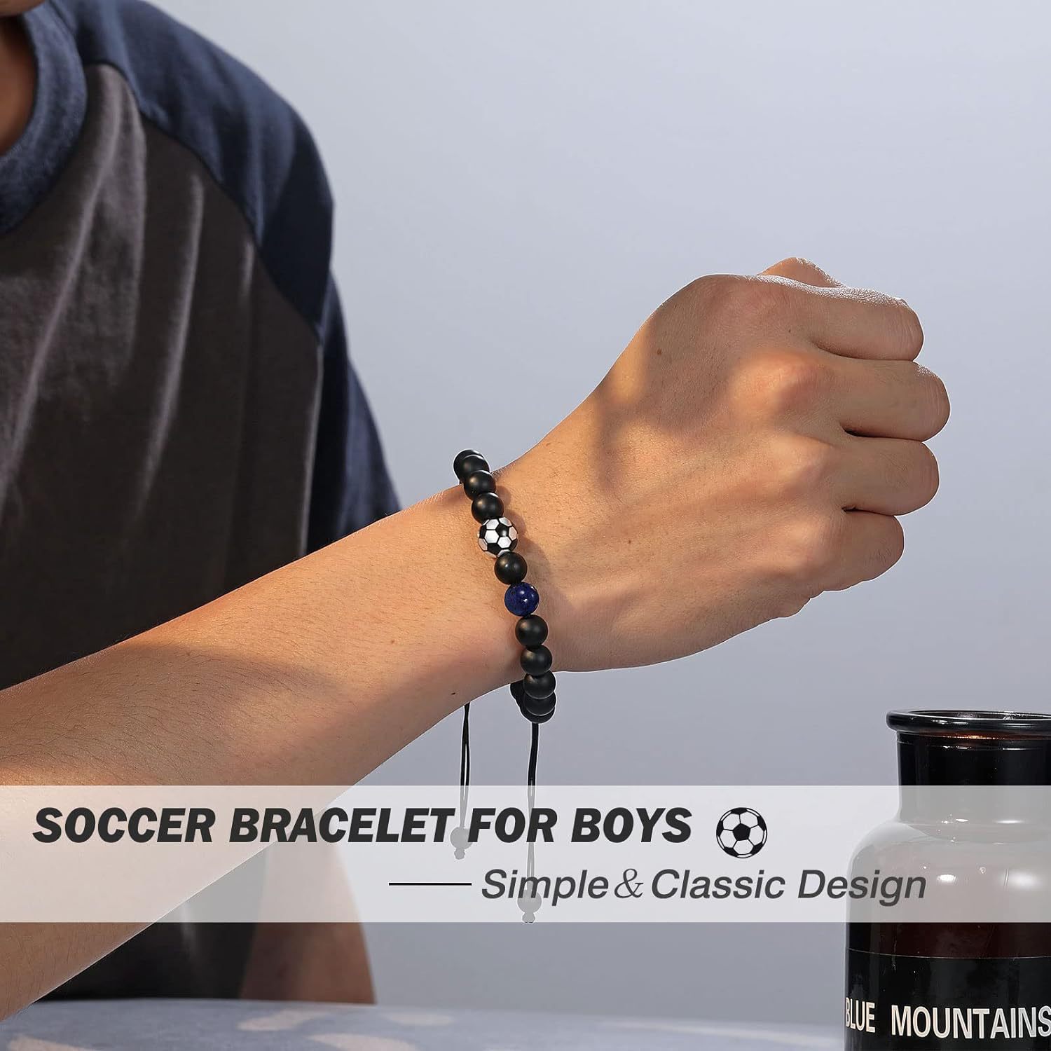 Men's Football Beaded Woven Bracelet