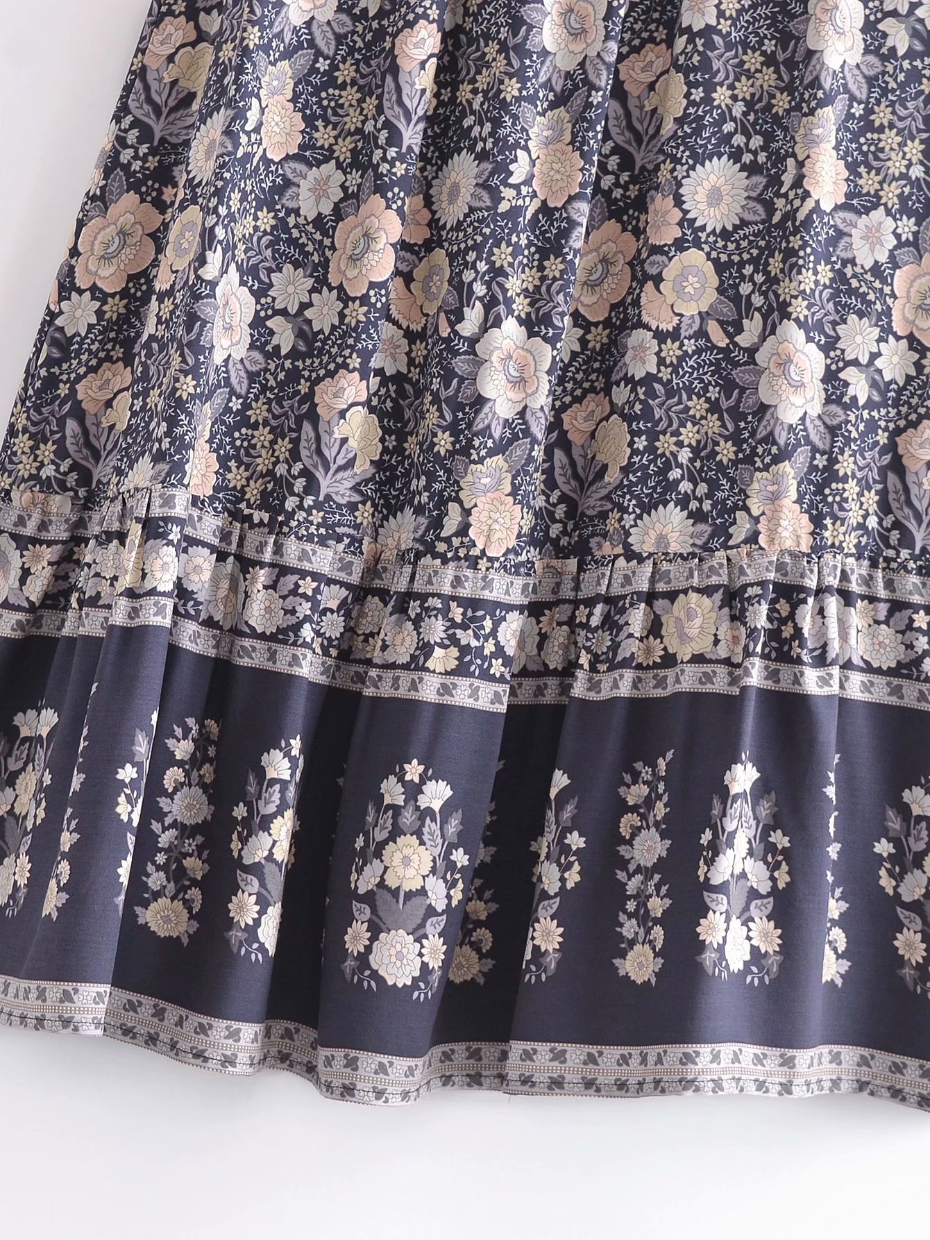 floral print tassel elastic waist skirt nihaostyles wholesale clothing NSAM82475