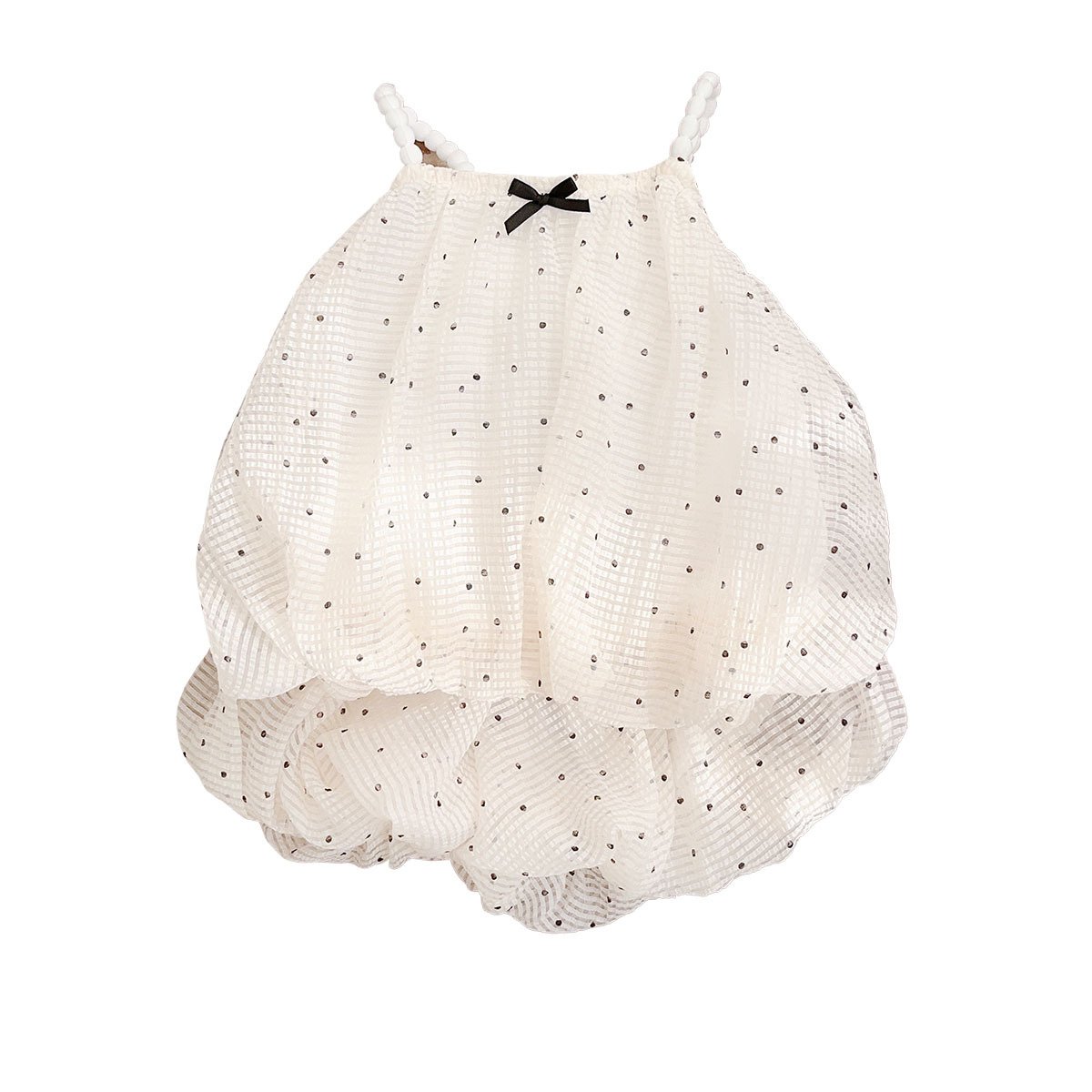 Ropa de bebé, traje de bebé femenino de verano, blusa de botones de lunares de gasa, pantalones cortos, vestido de cien días, traje de dos piezas