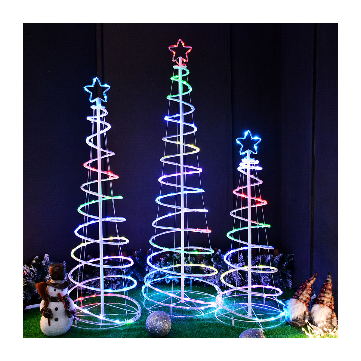 LED圣誕螺旋樹RGB點控USB串燈戶外防水管子星星燈圣誕節日燈串