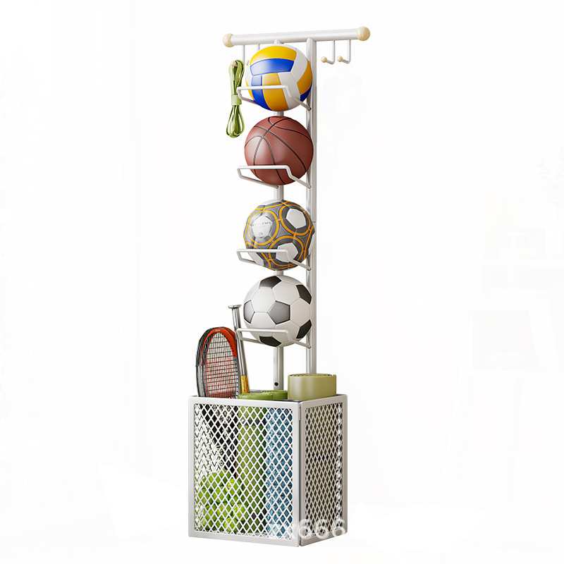 室内バスケットボールサッカー類物置棚リビングヨガマット収納バスケット家庭用運動器材多機能収納棚