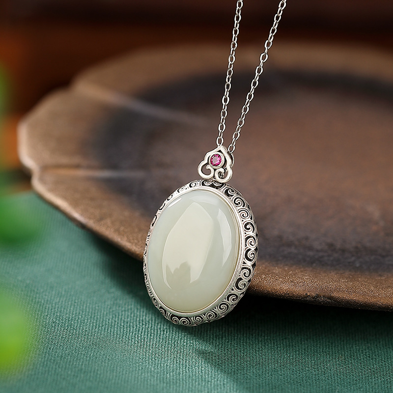 Mặt dây chuyền bạc S925 hình bầu dục trơn — Mặt Dây chuyền đơn (không có dây chuyền)