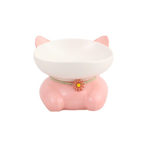 Ceramic High-Feet Cat Bowl Cat Food Bowl Pet Bowl Cat Food Bowl Water Bowl Neck Protecting Slanted Mouth Cat Bowl Ceramic Wholesale