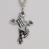 Cross -border Goods Jesus Prayer Hand Religious Style Retro Necklace Ancient Silver Faith Men's Pendant