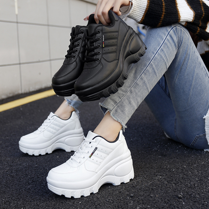 2025 Cross-Border Large Size Women's Shoes New Breathable Casual Sports Shoes Heightening Air Cushion Shoes Wedge Shoes Rocking Shoes for Women