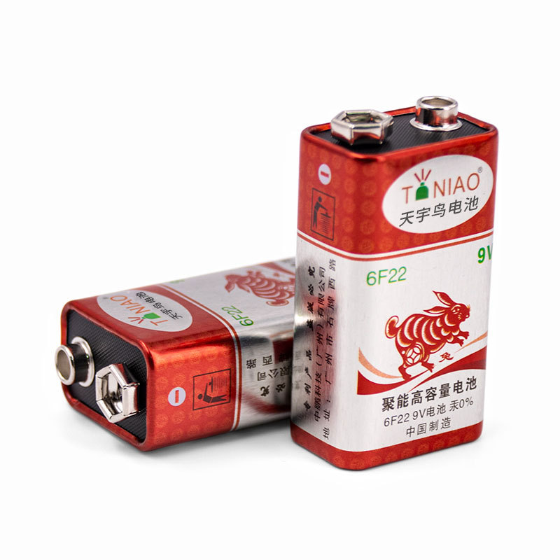 天宇鸟9V电池 6F22碳性仪器仪表叠层方形无线麦厂家直销[生肖兔]