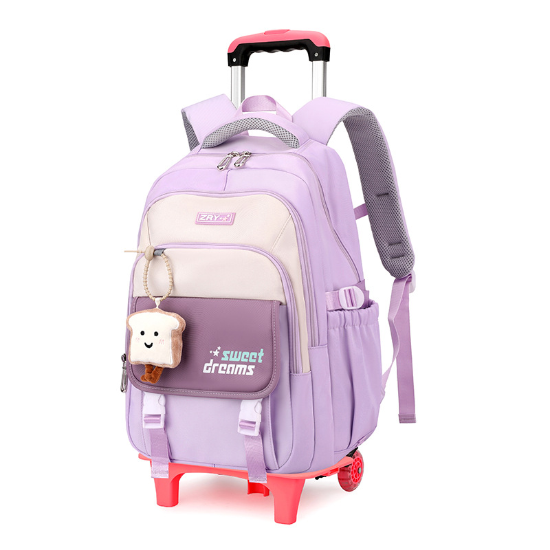 Mochila escolar de varilla de tracción para niños de escuela primaria para niñas seis ruedas pueden subir escaleras 2 - 6 grados 5 gran capacidad de doble uso impermeable para reducir la carga 12