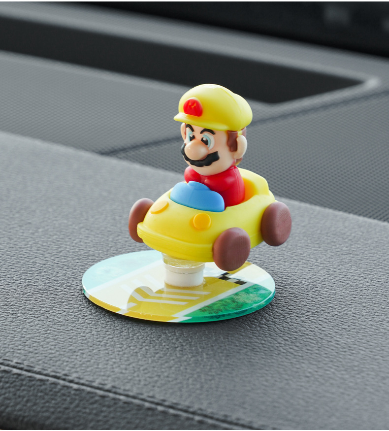 Car Rotary Healing Ornaments Car Cartoon Central Console Mario Drift with Car Ornaments Decompression Supplies Car
