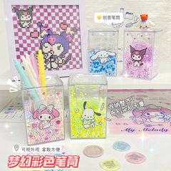 Factory direct sales acrylic pen holder student cartoon cute transparent square souvenir pen holder stationery storage pen holder