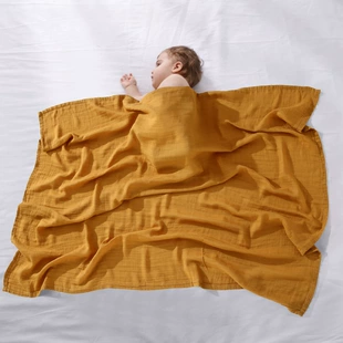 Тонкая летняя пелёнка-полотенце Kangobaby из бамбуковой марли однотонная