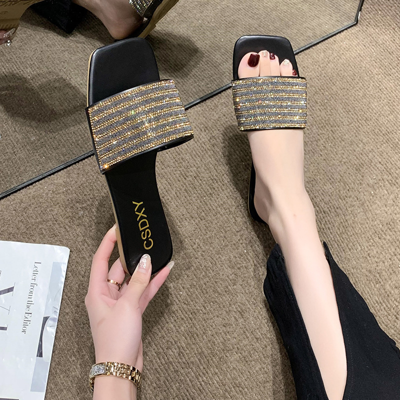 Damen Strass Hausschuhe Elegante Glitzer Pantoletten Für Sommer_voghion.com