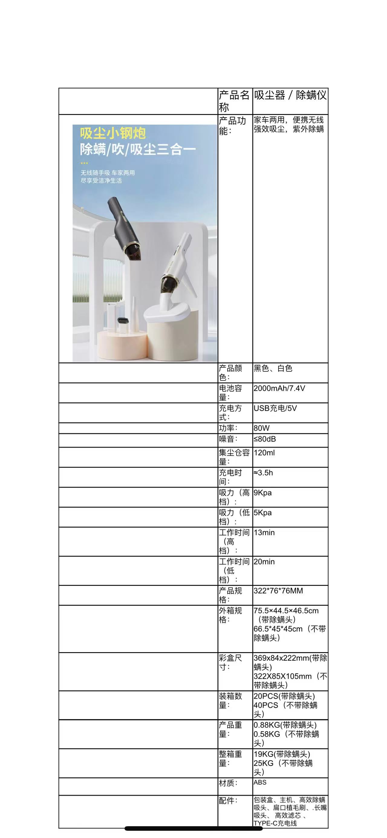 Home Car Vacuum Cleaner with High Suction Power, Integrated Handheld Mite Removal, Rechargeable, Ce Certified for Cars