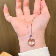 s925纯银天然白水晶屁桃吊坠方块紫水晶项链女简约轻奢百搭锁骨链