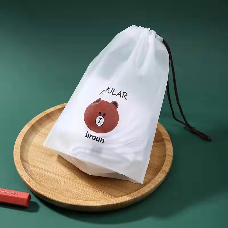 PE bolsillo de paquete esmaltado EVA blanco pequeño oso Daisy bolsa de cuerda de dibujo zapato bolsa de almacenamiento de polvo bolsillo de paquete transparente