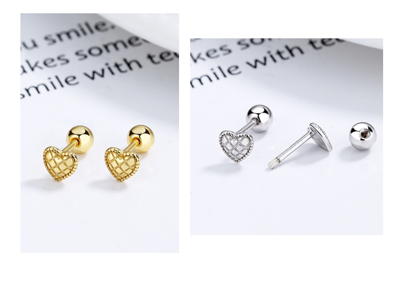 Small Stud Earrings Classification Screw Backs Ear Cap Type 1 Pair 925 Sterling Silver 925 Sterling Silver Earrings Heart Shape Screw Backs Small Stud Earrings
