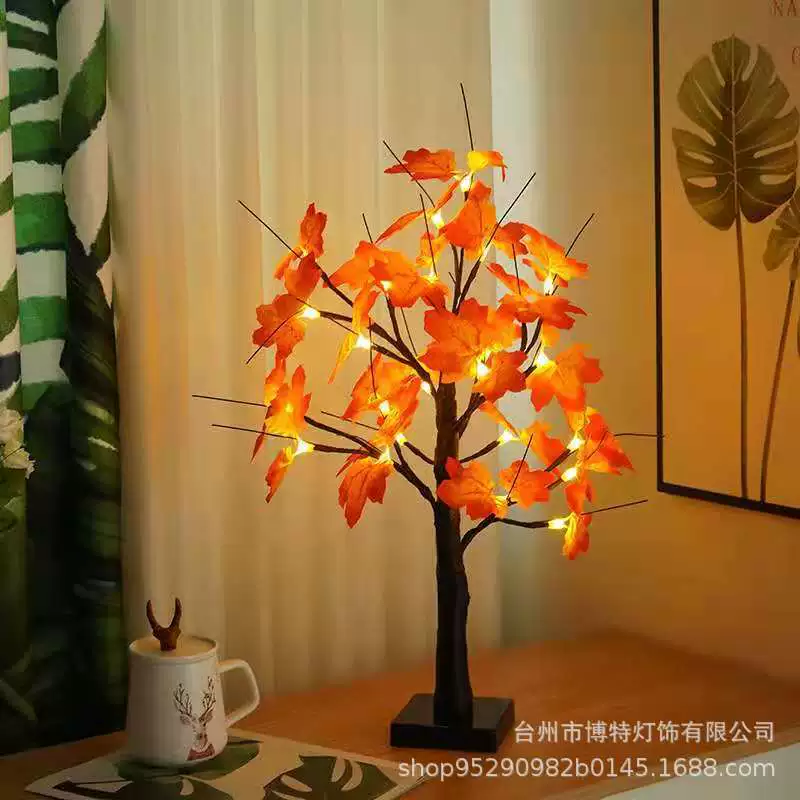 Amazon LED room outdoor decoration simulation tree lamp pumpkin gourd ghost white birch birch bat
