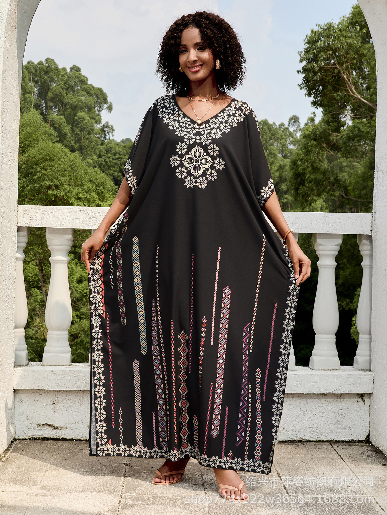 Camiseta de playa impresa suelta vestido de vacaciones bikini camiseta protector solar bañador exterior transfronterizo Amazon 5D346