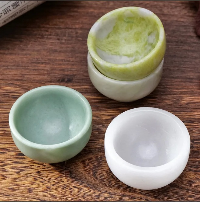 天然水晶原石玉石茶杯功夫杯 白玉岫玉酒杯茶具蓝田玉杯子 批发