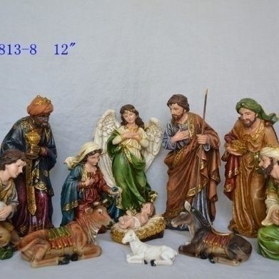 Comercio exterior hogar Iglesia Europea boutique 31cm 12-piece set Navidad pesebre set decoración decoraciones