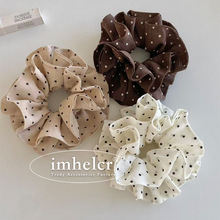 韩系波点雪纺小蛮腰大肠发圈温柔奶茶色系蓬松饱满头花扎马尾发绳