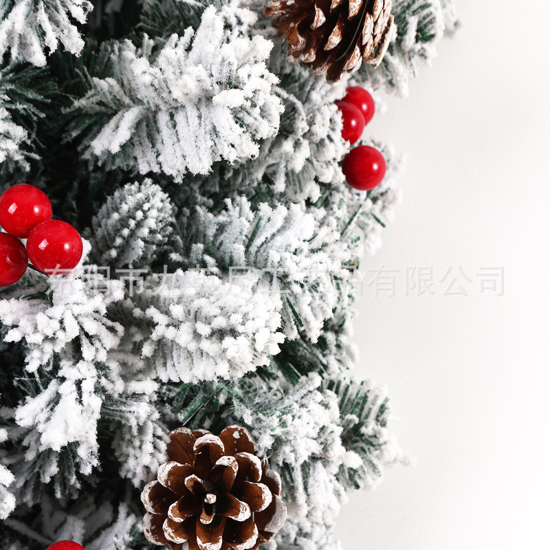 2025年新作クロスボーダー松ぼっくり赤い果実逆さまクリスマスツリー降雪植毛クリスマス屋内雪景色雰囲気作りツリー|undefined