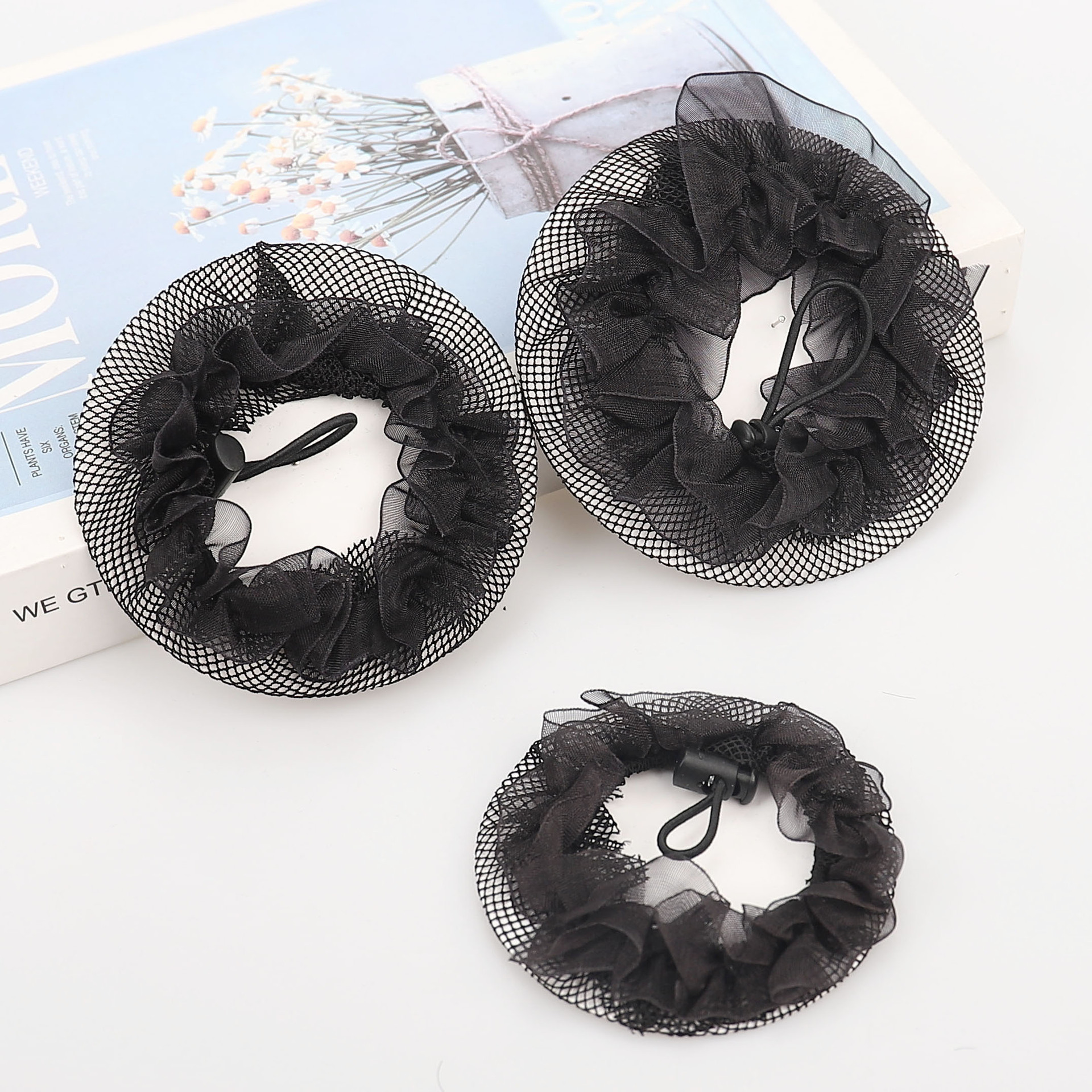 Examen de danza para niños, cabello de red, bolsillo de red para niñas, cabeza de bola princesa, tocador de cabello de alto nivel para niñas, toque de baile