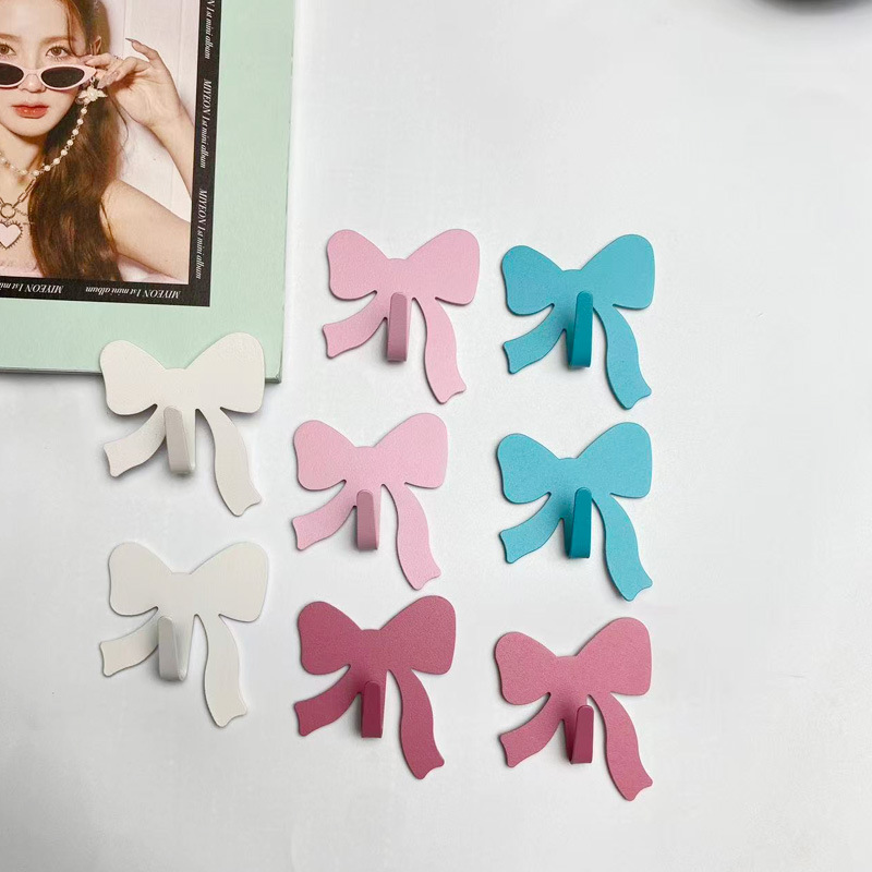 New Bow Tie Ribbon Hook Strong Punch-Free Adhesive Hook Kitchen Bathroom Door Back Adhesive Cloakroom Storage Hook