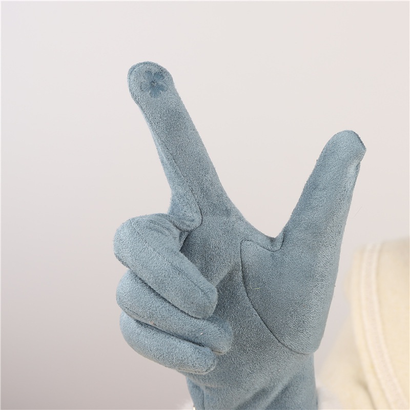 Guantes cálidos de invierno para mujeres, guantes de lana creativos para conducir vehículos eléctricos a prueba de viento con pantalla táctil de seda