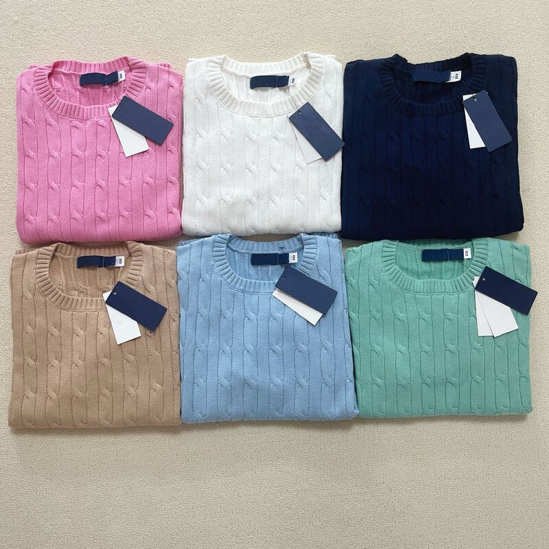 Scan the Qr Code High-Quality Pl Ralph Pony Embroider Classic Twist Slimming Look Round Neck Knitted Short-Sleeved Women Scan the Qr Code High-Quality Pl Ralph Pony Embroider Classic Twist Slimming Look Round Neck Knitted Short-Sleeved Women