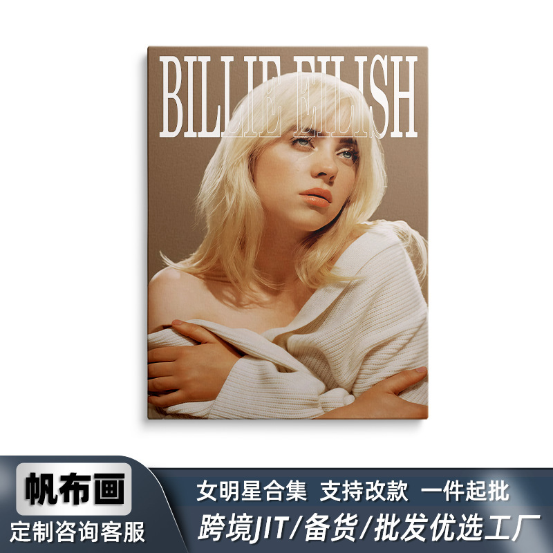 Amazon Female Singer Billie Eilish Album Poster Decorative Painting Living Room Bedroom Star Photo Album Hanging Painting