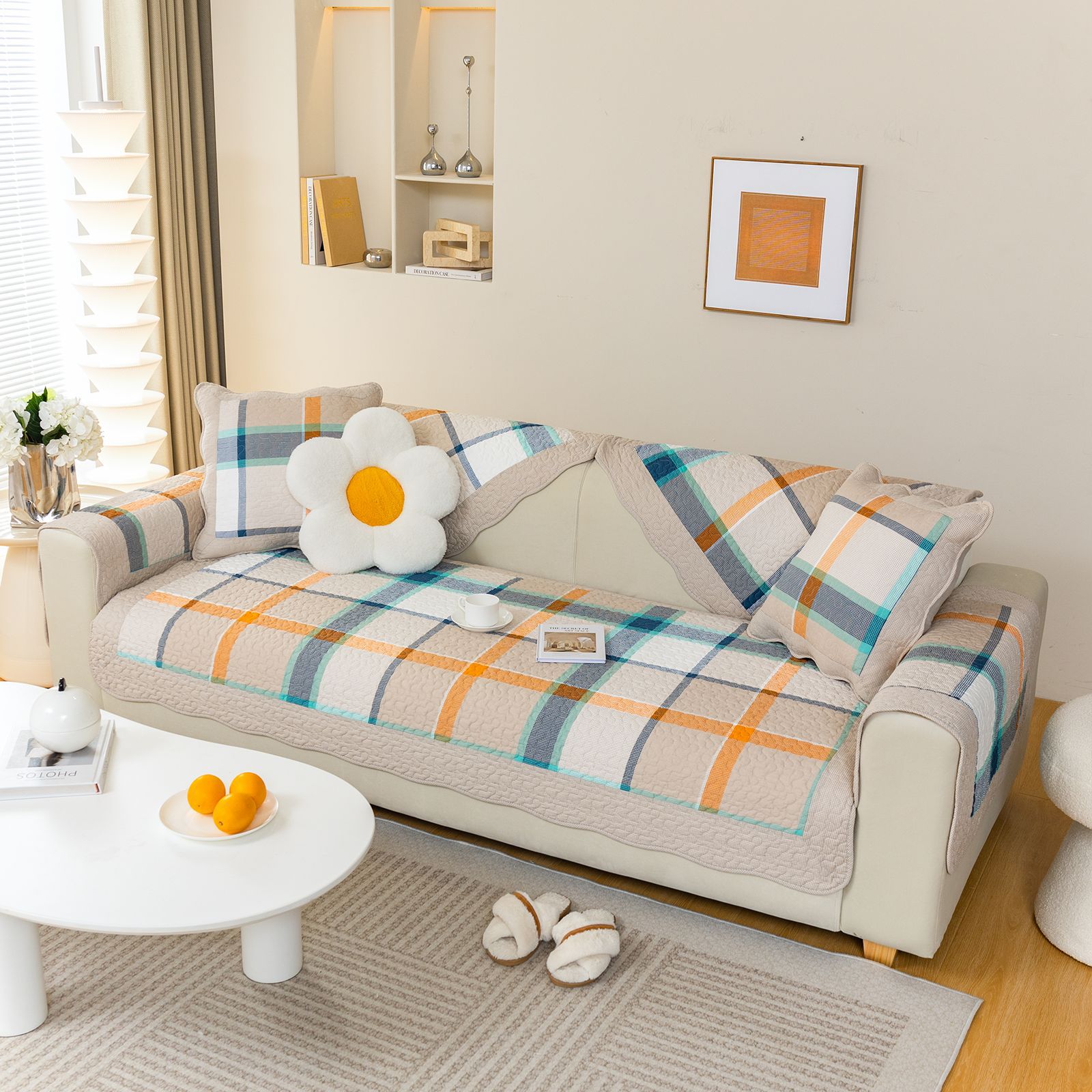 Funda de sofá universal de algodón puro antideslizante_voghion.com