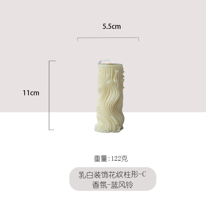 Vela de aromaterapia cilíndrica blanca lechosa de venta caliente transfronteriza, recuerdos, decoraciones para el hogar, velas en forma al por mayor, venta caliente de alta gama