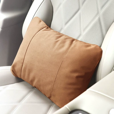 Wenjie New M7M8M9M5 Car Headrest, Headrest - red-tea-orange-waist-support-suede-punching-soron-bio-velvet-filling