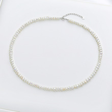 3-4mm小米粒天然淡水珍珠项链纯银配件气质高级感颈链锁骨链批发